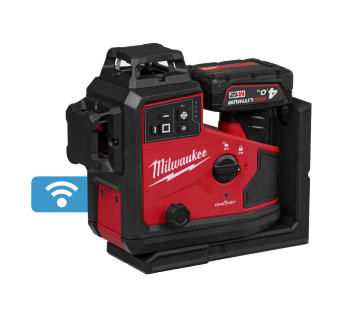 Нивелир лазерный аккумуляторный 3D MILWAUKEE M12 A3PLO-401C (360˚, зелёный луч) (ЗП+1акк.Х4Ач+кейс)