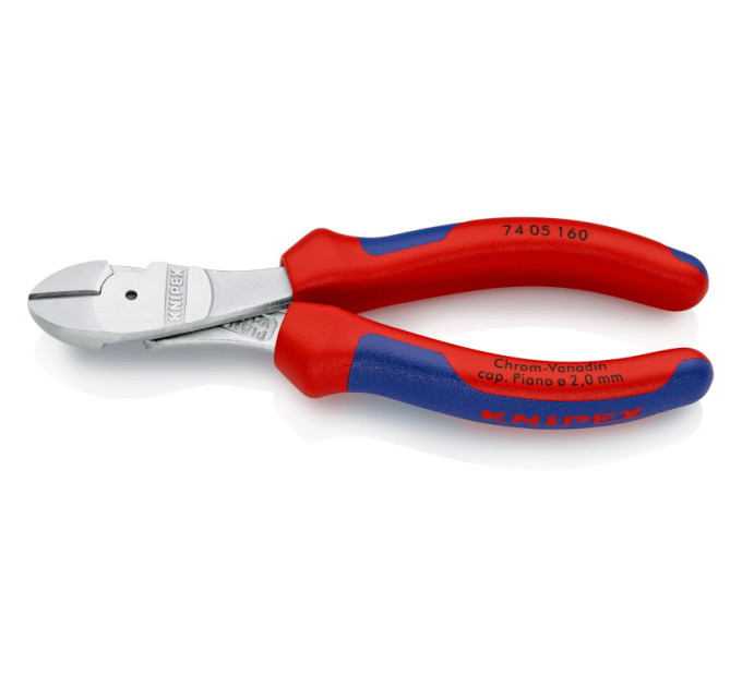 Кусачки боковые (бокорезы) особой мощности, Ø3,4мм, 160мм KNIPEX 74 05 160. хромированные