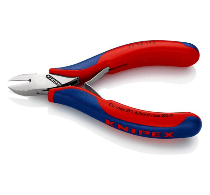 Кусачки боковые (бокорезы) для электроники, Ø1,6мм, 115мм KNIPEX 77 12 115 SB, полированные