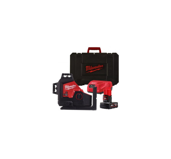 Нивелир лазерный аккумуляторный 3D MILWAUKEE M12 3PL-401C (360˚, зелёный луч) (ЗУ+1Х4Ач+кейс)
