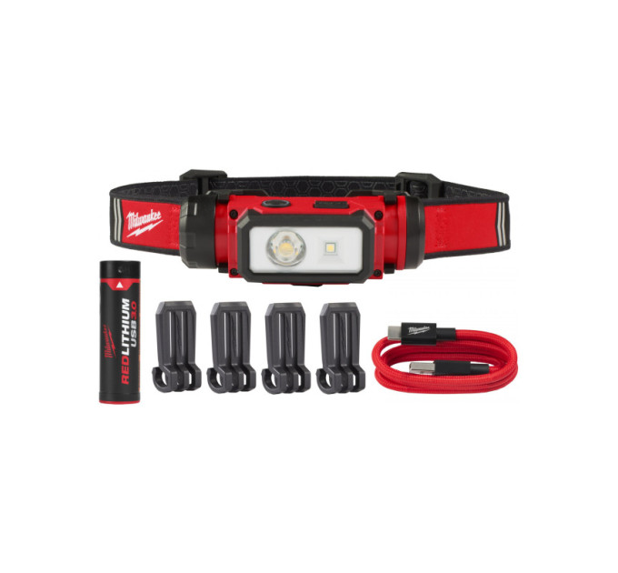 Фонарь светодиодный аккумуляторный налобный (зарядка через USB) MILWAUKEE L4 HL2-301
