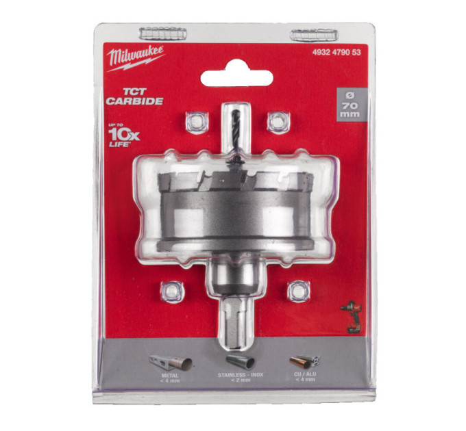Цельная коронка Holesaw TCT MILWAUKEE для стали/нержавеющей стали, Ø70мм