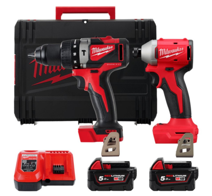 Набор из 2х инструментов аккумуляторных бесщеточных MILWAUKEE M18 BLPP2A3-502X (BLPD2,BLIDR.ЗУ+2а)