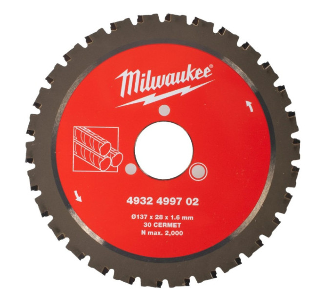 Диск пильный по металлу MILWAUKEE для резака арматуры Ø137x28x1,6мм, 30зуб