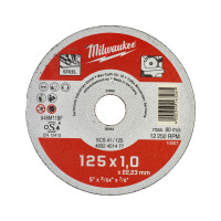 Диск отрезной по металлу MILWAUKEE, SCS 41/125х1, Ø125мм, (200шт) Диск отрезной по металлу MILWAUKEE, SCS 41/125х1, Ø125мм, (200шт)