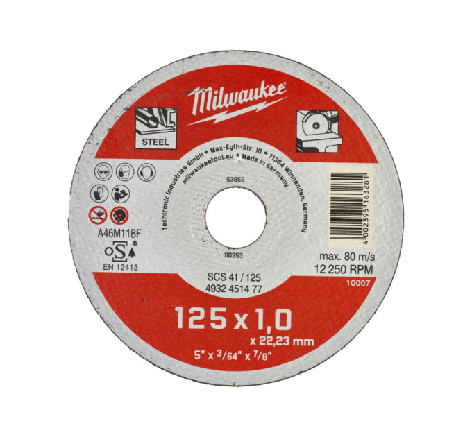 Диск отрезной по металлу MILWAUKEE, SCS 41/125х1, Ø125мм, (200шт)