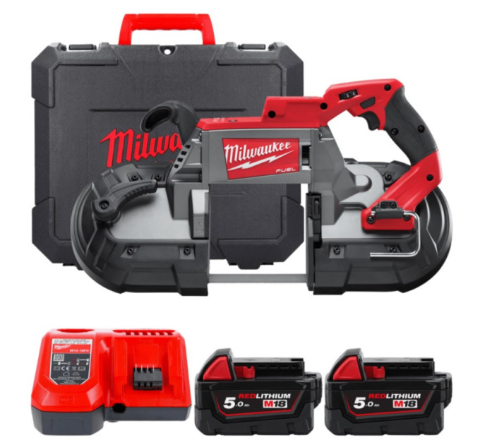 Пила ленточная аккумуляторная бесщёточная MILWAUKEE M18 CBS125-502C (ЗУ+2акк.Х5Ач+кейс)
