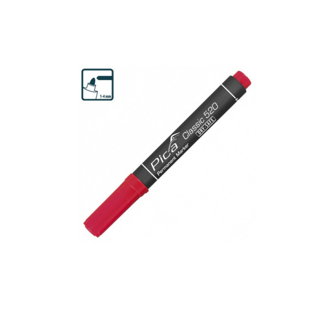 Маркер перманентный Pica 520/40 Classic Permanent Marker bullet tip, красный