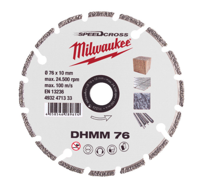 Диск алмазный Speedcross MILWAUKEE, DHММ 76, Ø76мм, для M12 FCOT (универсальный)