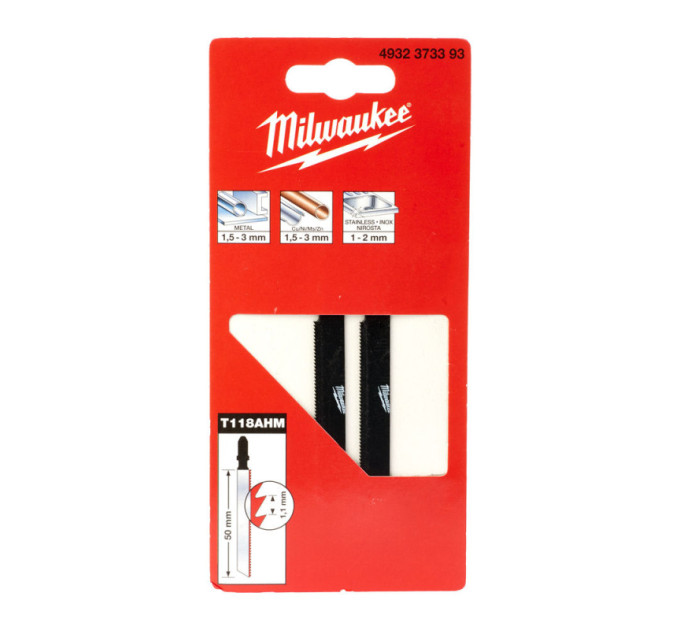 Полотна для лобзика T118AHM MILWAUKEE, 50х1,1мм, (2шт)