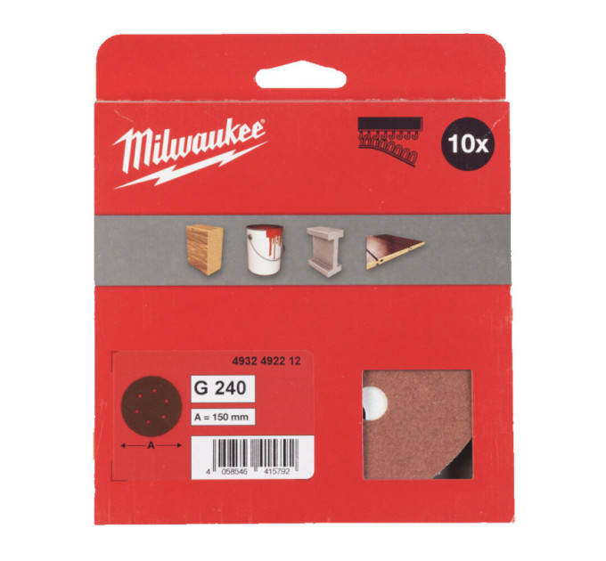 Шліфувальне коло MILWAUKEE Ø150/6 HL, зерно 240, (10шт)
