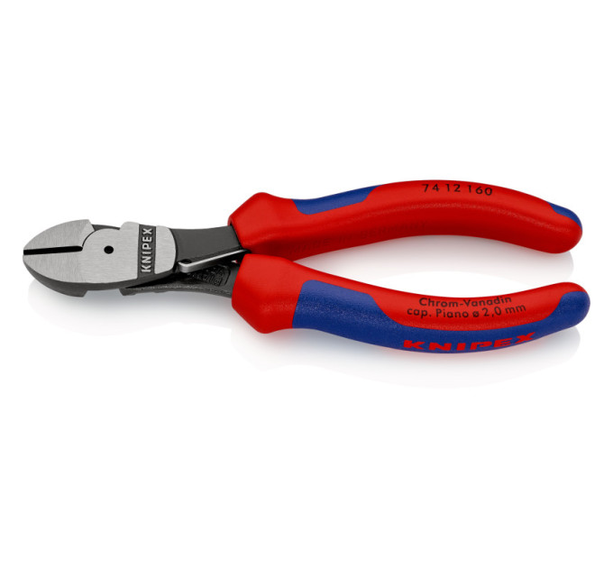 Кусачки боковые (бокорезы) особой мощности, Ø3,4мм, 160мм KNIPEX 74 12 160 SB, фосфатированные