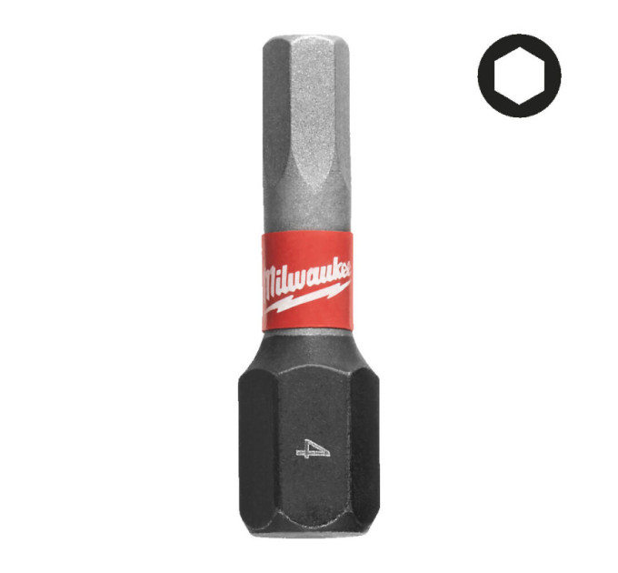 Бита SHOCKWAVE MILWAUKEE, Hex4,0, 25мм, (2шт)