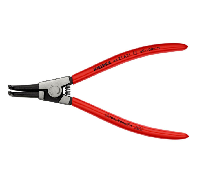 Щипцы для наружных стопорных колец загнутые 90°, Ø40-100мм KNIPEX 46 21 A31, Ø2,3мм фосфатированные