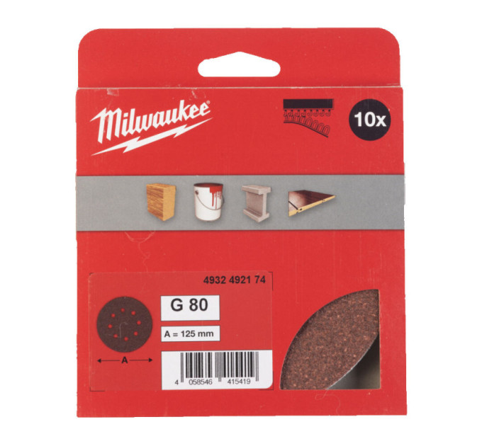 Шліфувальне коло MILWAUKEE Ø125/8 HL, зерно 80, (10шт)