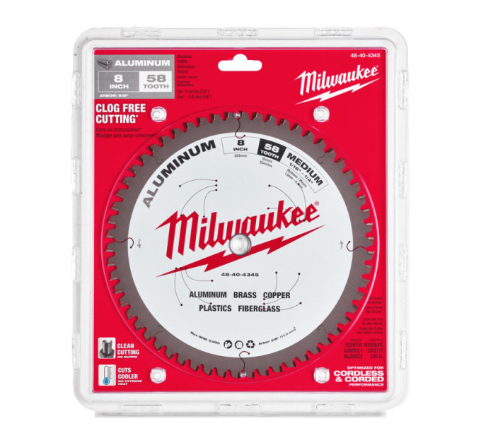 Диск пильный по металлу MILWAUKEE, Ø203х5/8''х2,4мм, 58 зуб.