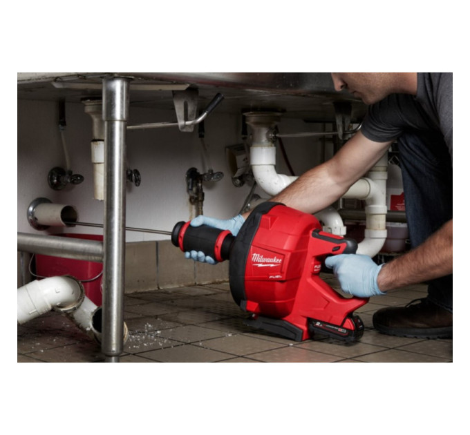 Машина прочистная аккумуляторная MILWAUKEE M18 FDCPF10-201C трос 10мм (ЗУ+1акк.Х2Ач+ведро)