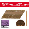 Гвозди оцинкованные с кольцевой накаткой и D-образной головкой MILWAUKEE 2,8/34°/75мм (2200 шт)