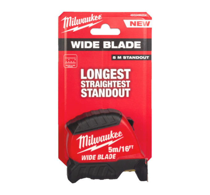 Рулетка WIDE BLADE MILWAUKEE (Gen2), 5м/16фт (35мм)