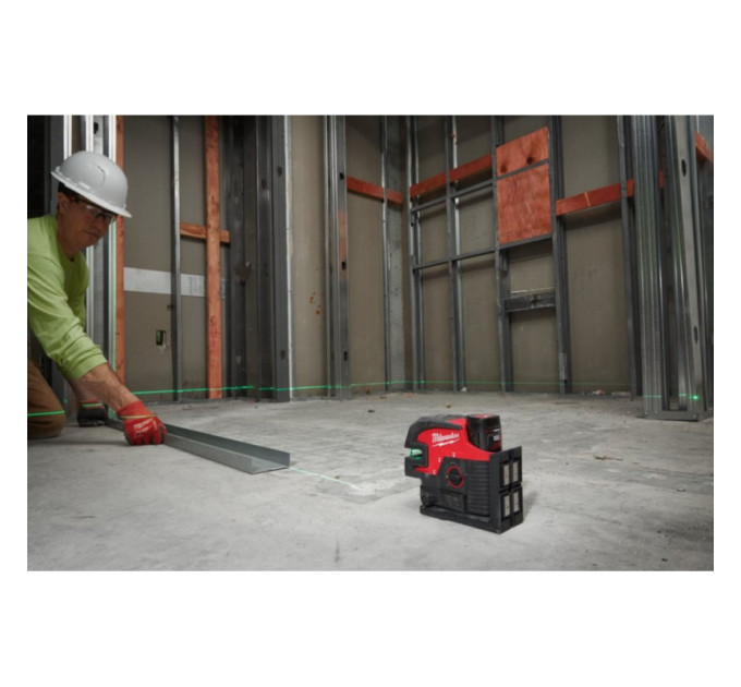 Нивелир 4х точечный лазерный аккумуляторный MILWAUKEE M12 CLL4P-0C (зелёный луч)