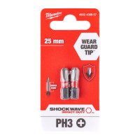 Бита SHOCKWAVE MILWAUKEE, PH3, 25мм, (2шт) Бита SHOCKWAVE MILWAUKEE, PH3, 25мм, (2шт)