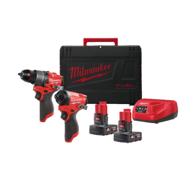 Набор из 2х инструментов аккумуляторных бесщеточных MILWAUKEE M12 FPP2A2-402X (ЗУ+2акк.Х4Ач+кейс)