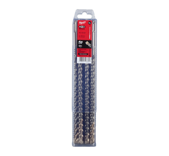 Бур SDS-PLUS MX4 MILWAUKEE, Ø12,0х260х200мм, (10шт)