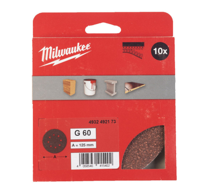 Шліфувальне коло MILWAUKEE Ø125/8 HL, зерно 60, (10шт)