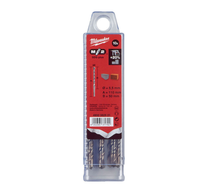 Бур SDS-PLUS M2 MILWAUKEE, Ø5,5х110х50мм, (10шт)