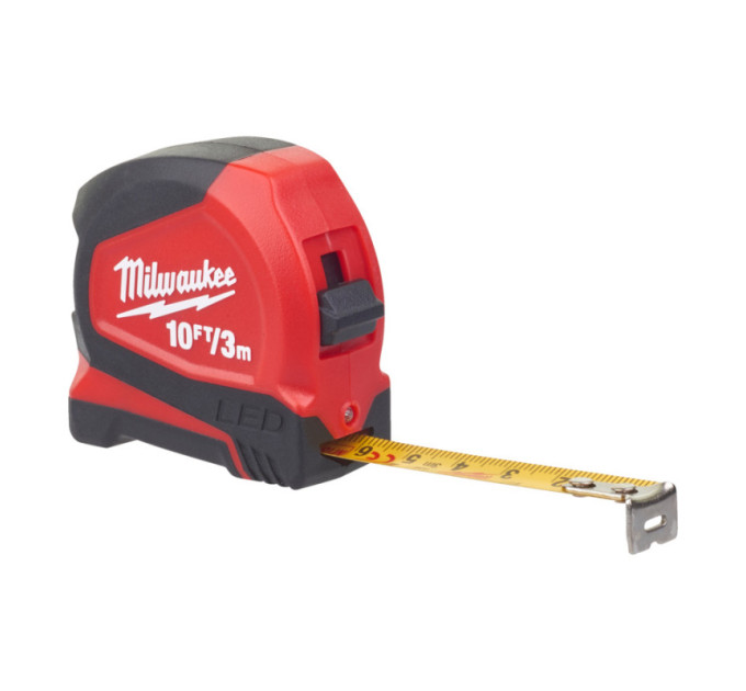 Рулетка MILWAUKEE с LED подсветкой, 3м/10фт (12мм)