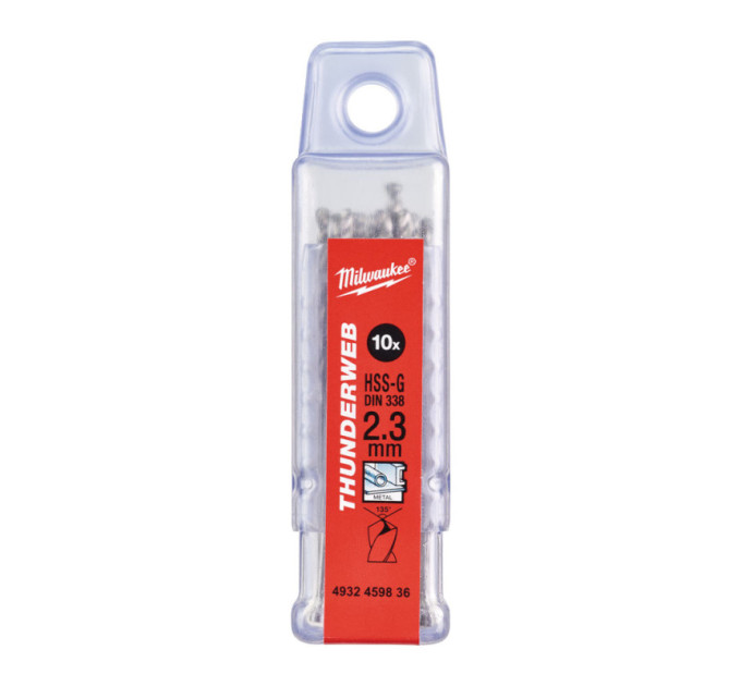 Свердло по металу THUNDERWEB HSS-G MILWAUKEE, DIN338, Ø2,3 х53х27мм, (10шт)