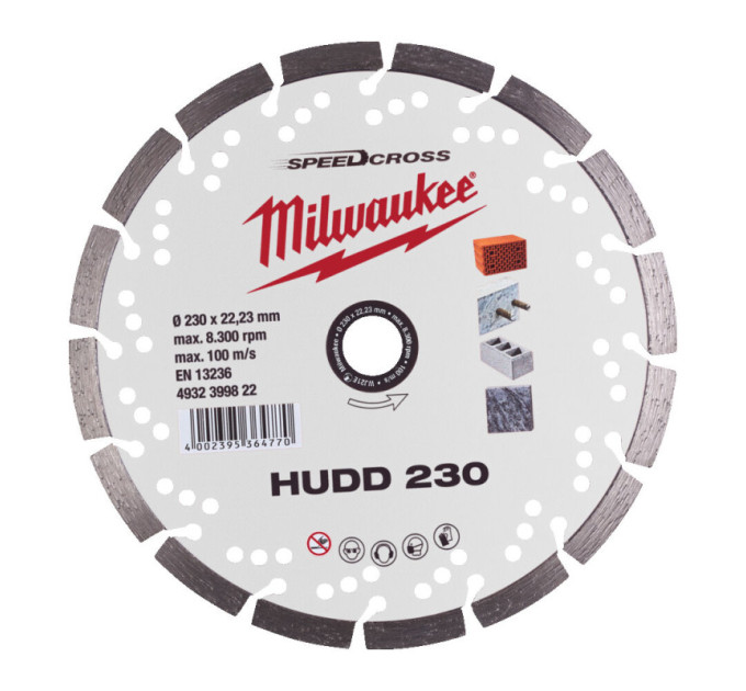 Диск алмазный Speedcross MILWAUKEE HUDD 230, Ø230мм (железобетон, гранит)