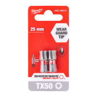 Біта SHOCKWAVE MILWAUKEE, TX50, 25мм, (2шт)