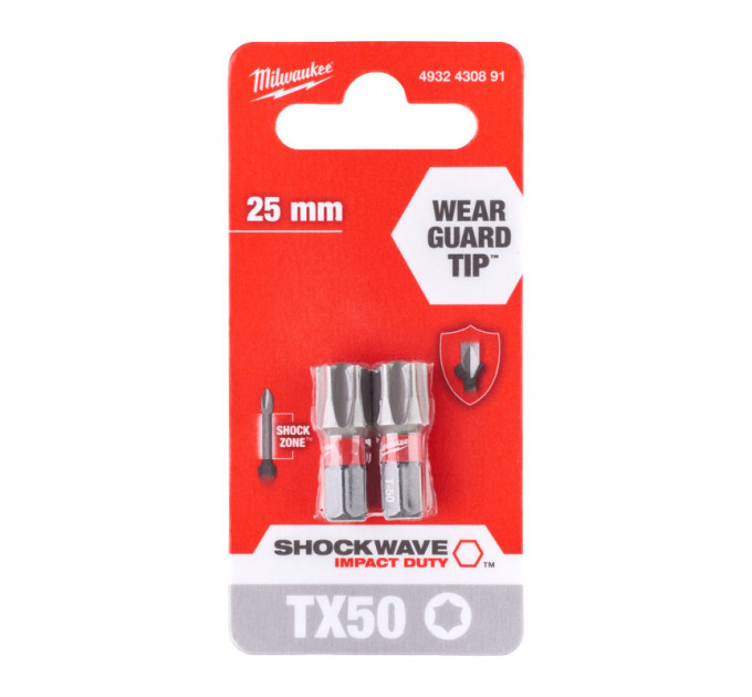 Біта SHOCKWAVE MILWAUKEE, TX50, 25мм, (2шт)