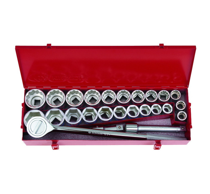 Набор головок 3/4" 25 ед. 12+6-ти гранные,короткие, дюймовые+метрические 22-50мм