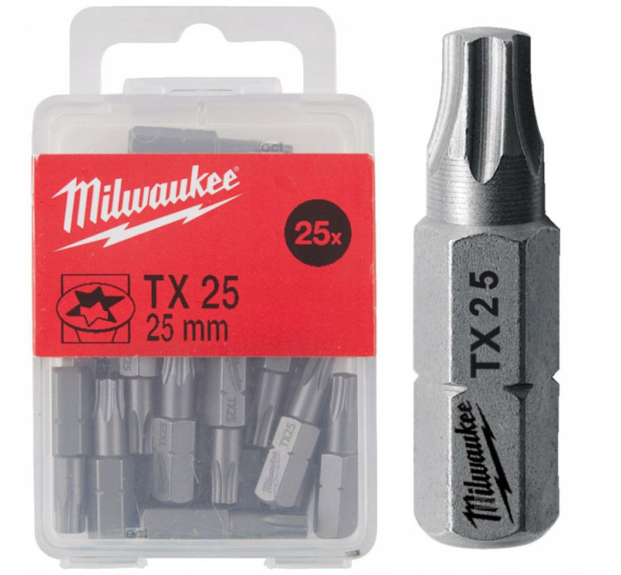 Бита MILWAUKEE, TX25, 25мм, (25шт)