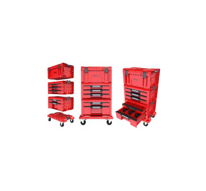 Набор ящиков QBRICK SYSTEM PRO RED DRAWER WORKSHOP SET 4 2.0 RUHD мобильный шкаф (525x345x885мм)