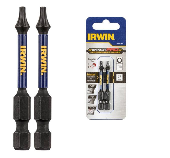 Бита IMPACT PRO 1/4"/57мм TX10 2шт, IRWIN
