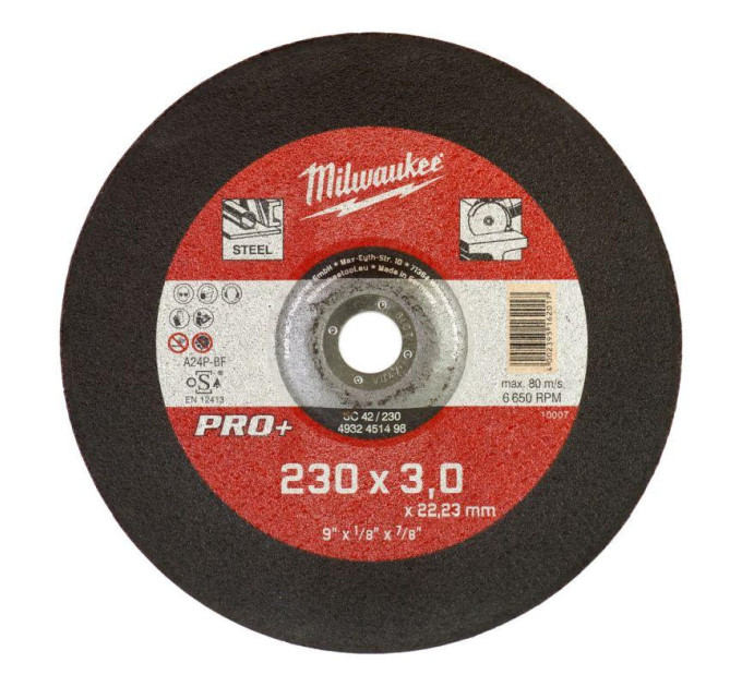Диск отрезной по металлу MILWAUKEE, SC 41/230х3мм PRO+, Ø230мм