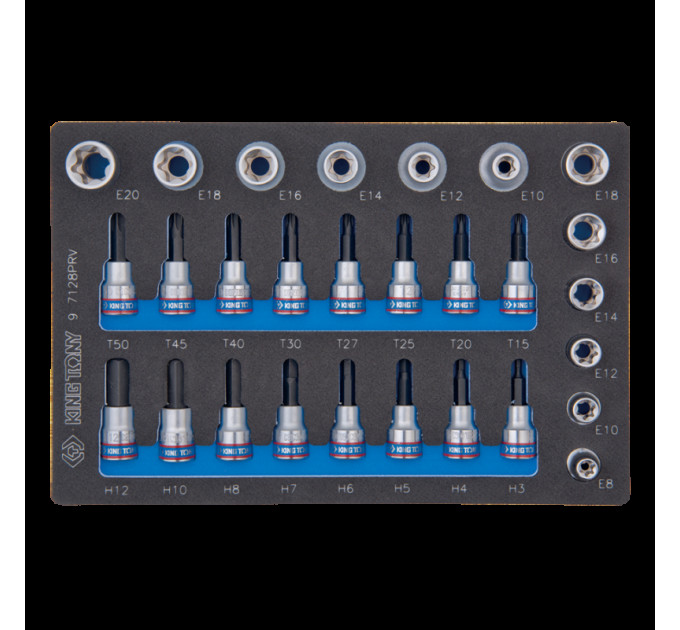 Набор торцевых головок 1/2"+3/8", TORX, HEX, Е6-Е20, ложемент, 28 предметов
