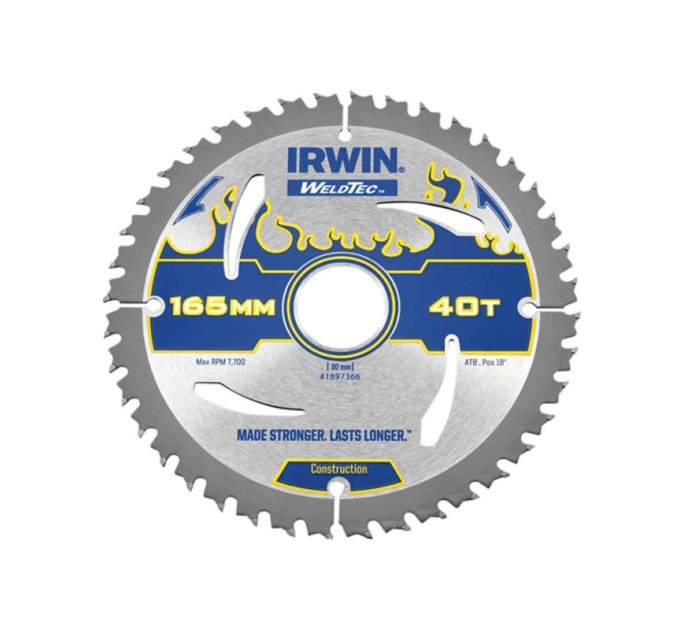 Диск пильный по деревоматериалам Weldtec CSB 165мм/40T/30/20, IRWIN