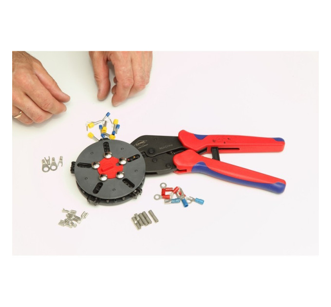 Обжимные клещи с магазином для смены плашек и 5 профилями обжима Knipex MultiCrimp®, 250 мм 97 33 02
