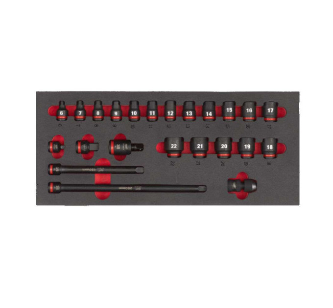 Ложемент з головками ShW 3/8'' STD MILWAUKEE, (23шт) (45х178,5х417мм) для візків