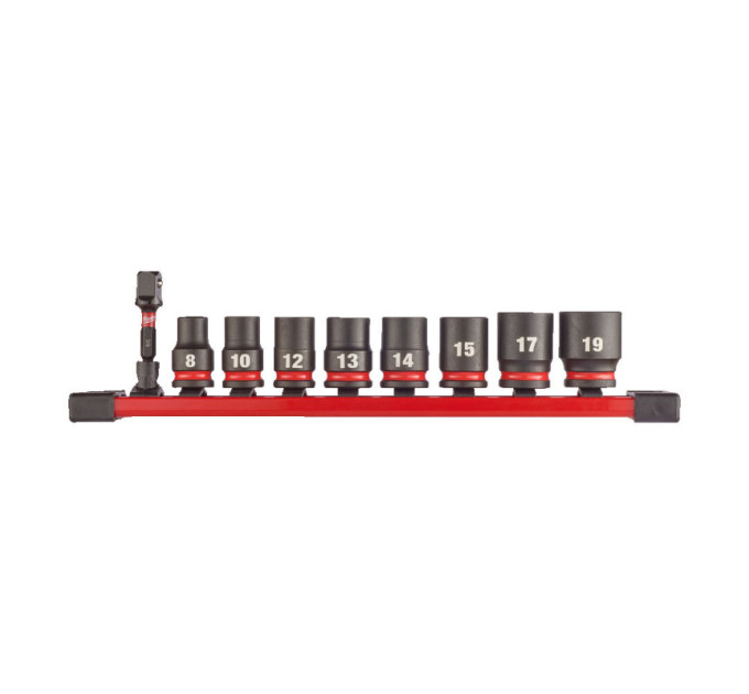 Набор головок ударных ShW 3/8" SKT MILWAUKEE, на планке (8-19мм+ переходник) (9шт)