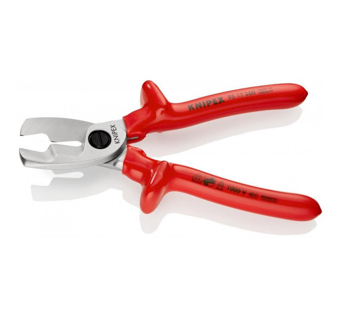 Ножницы для резки кабелей, Ø20мм / 70мм², 200мм VDE KNIPEX 95 17 200, хромированные