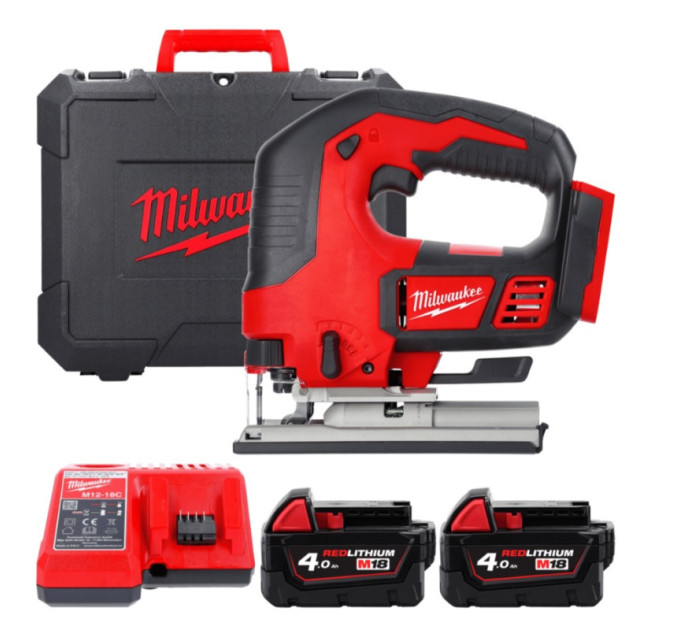 Пила лобзиковая аккумуляторная MILWAUKEE M18 BJS-402C (ЗУ+2акк.Х4Ач+кейс)