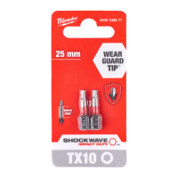Бита SHOCKWAVE MILWAUKEE, TX10, 25мм, (2шт) Бита SHOCKWAVE MILWAUKEE, TX10, 25мм, (2шт)