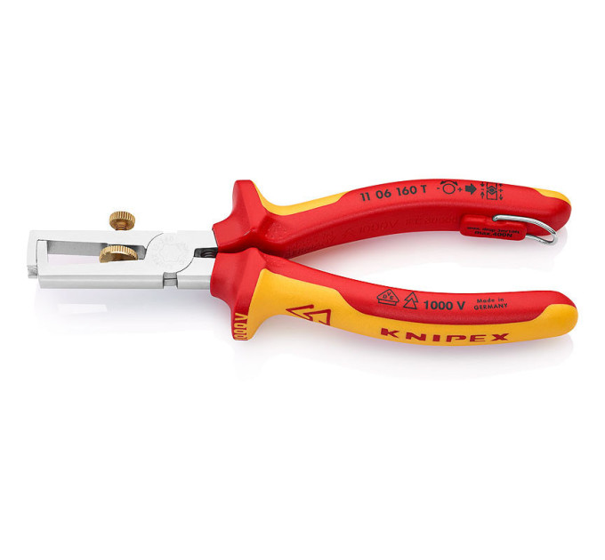 Инструмент для удаления изоляции, с страховкой Ø5,0мм 160мм VDE KNIPEX 11 06 160 T, хромированный