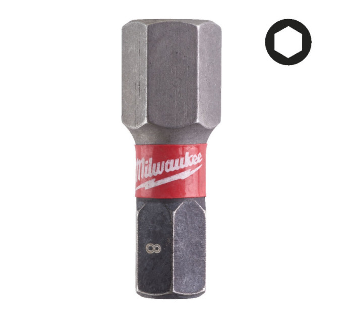 Бита SHOCKWAVE MILWAUKEE, Hex8,0, 25мм, (2шт)