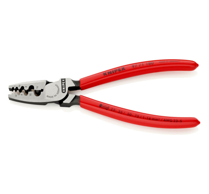 Инструмент для обжима контактных гильз 0,25-16,0мм², 180мм KNIPEX 97 71 180 SB, фосфатированный